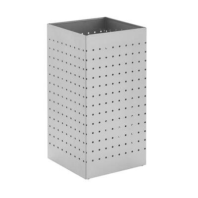 Square Waste Bin, Perforated Sheet, Brushed Stainless Steel
